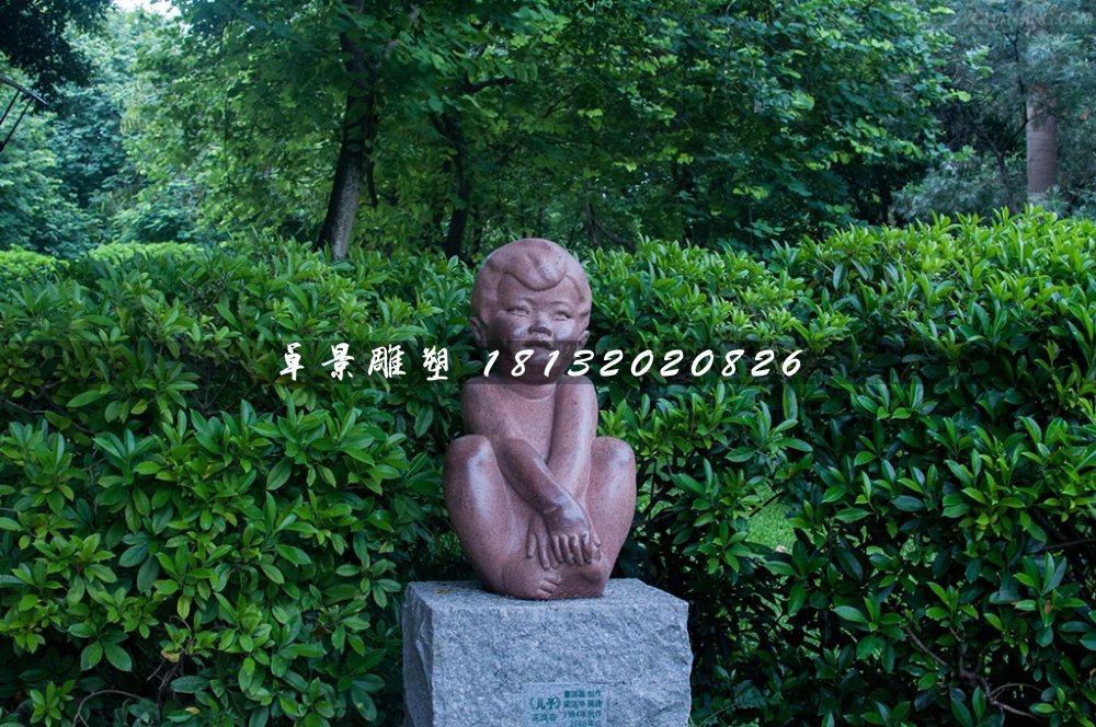 小男孩石雕，公園人物石雕