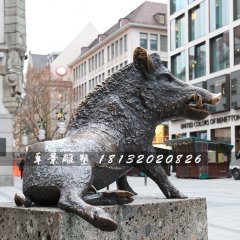 野豬銅雕，街邊動(dòng)物銅雕