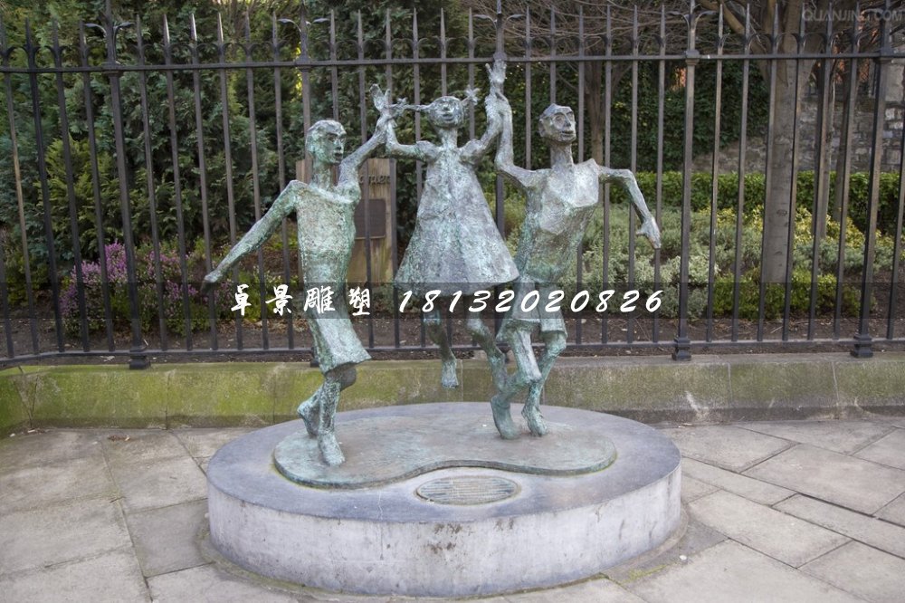 一家三口銅雕，公園天倫之樂銅雕