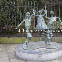 一家三口銅雕，公園天倫之樂銅雕