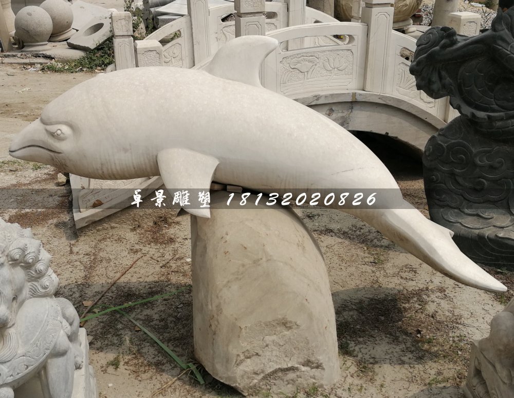 白海豚石雕，公園動(dòng)物石雕