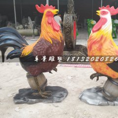 公雞雕塑，玻璃鋼彩繪動物雕塑