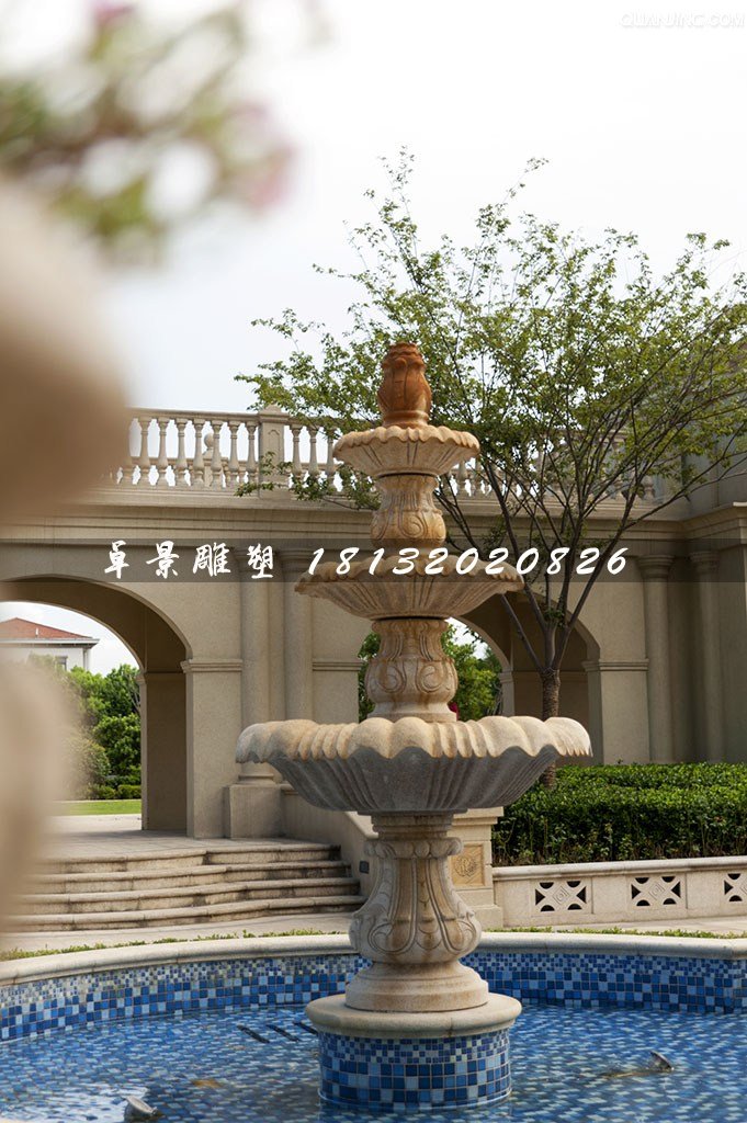歐式噴泉石雕，公園三層噴泉石雕 (1)