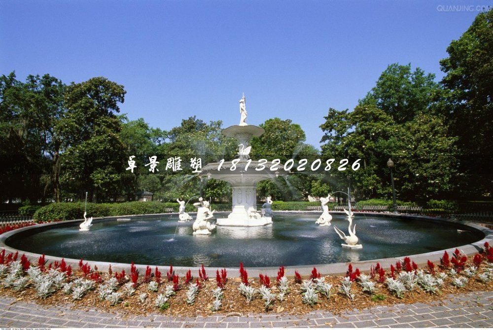 歐式噴泉，漢白玉噴泉石雕 (2)