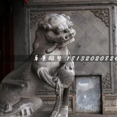 青石獅子雕塑，戲球獅石雕