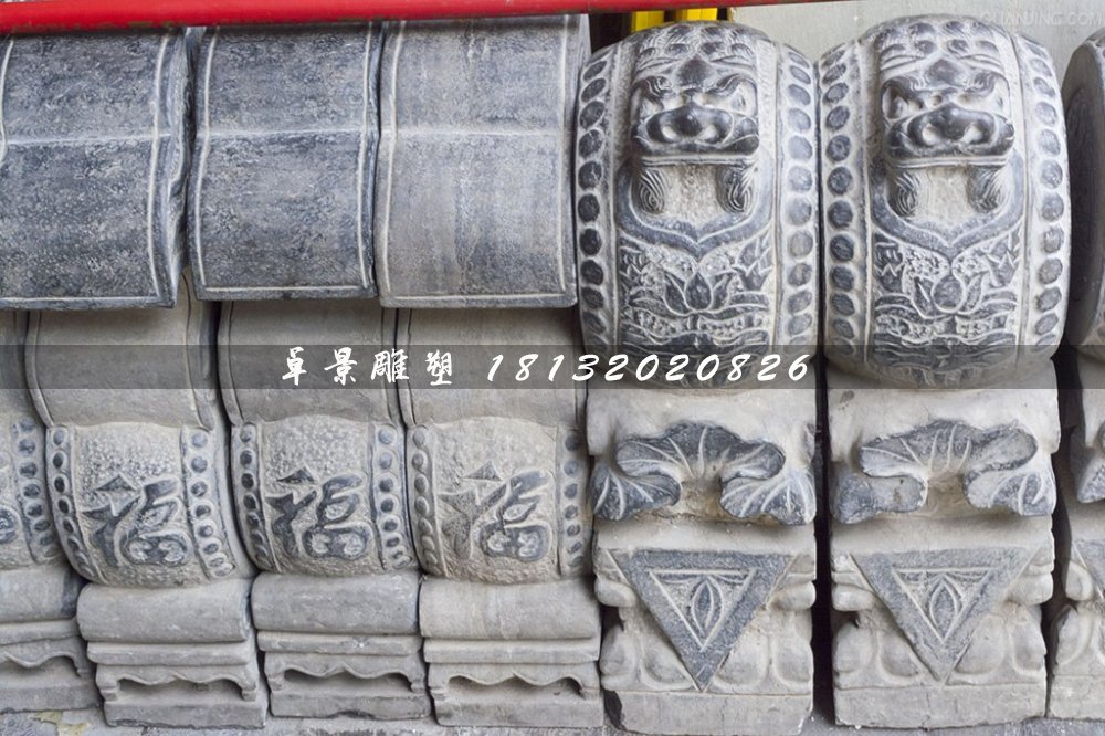 青石門墩，仿古抱鼓石雕塑