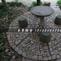 青石圓桌圓凳，公園桌椅石雕