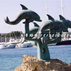 青銅海豚雕塑，公園動物銅雕