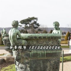 青銅花盆雕塑，公園花缽銅雕