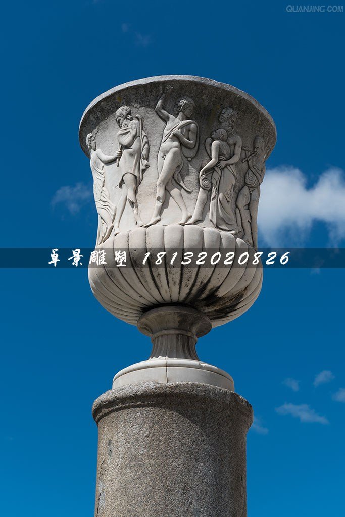 石雕花缽，大理石花盆
