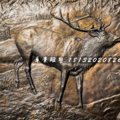 銅浮雕，馴鹿蝙蝠銅浮雕