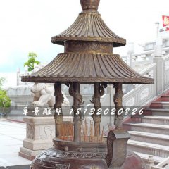 香爐銅雕，寺廟三足銅香爐