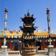 寺廟銅香爐，三足香爐銅雕