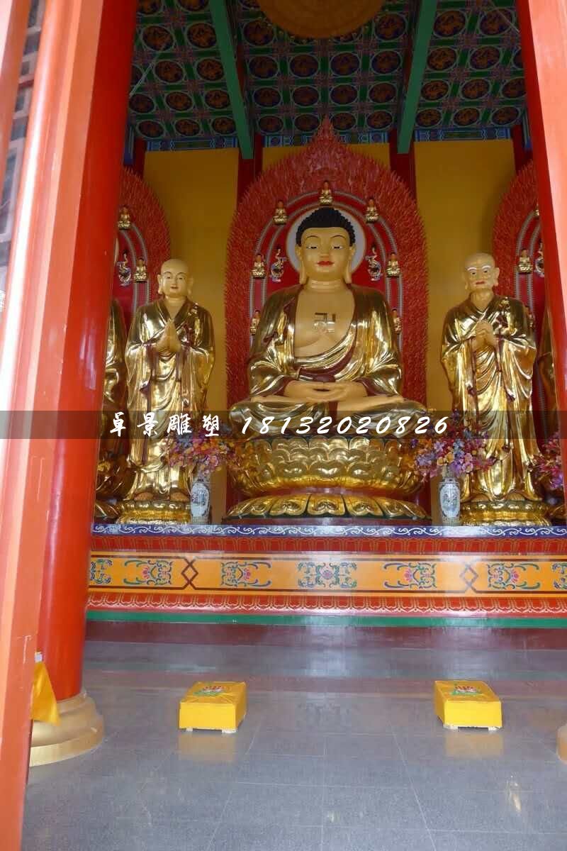 玻璃鋼釋迦牟尼佛，貼金佛像雕塑