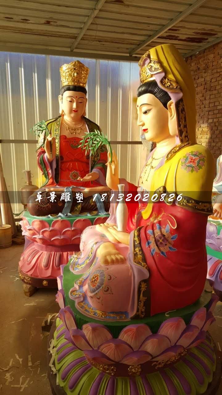 彩繪觀音雕塑，玻璃鋼佛像雕塑 (1)