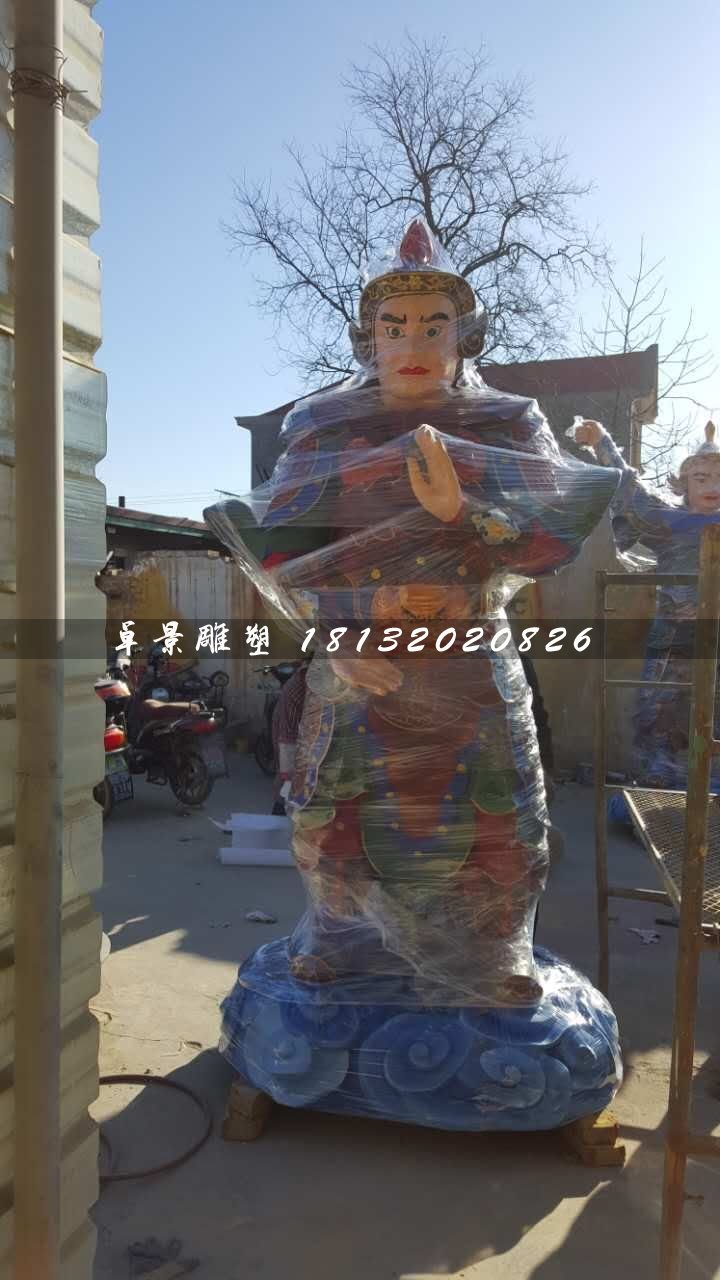 彩繪韋陀雕塑，玻璃鋼神仙雕塑