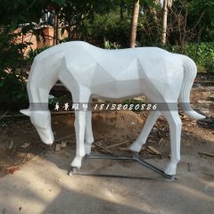 抽象白馬雕塑，公園玻璃鋼馬雕塑