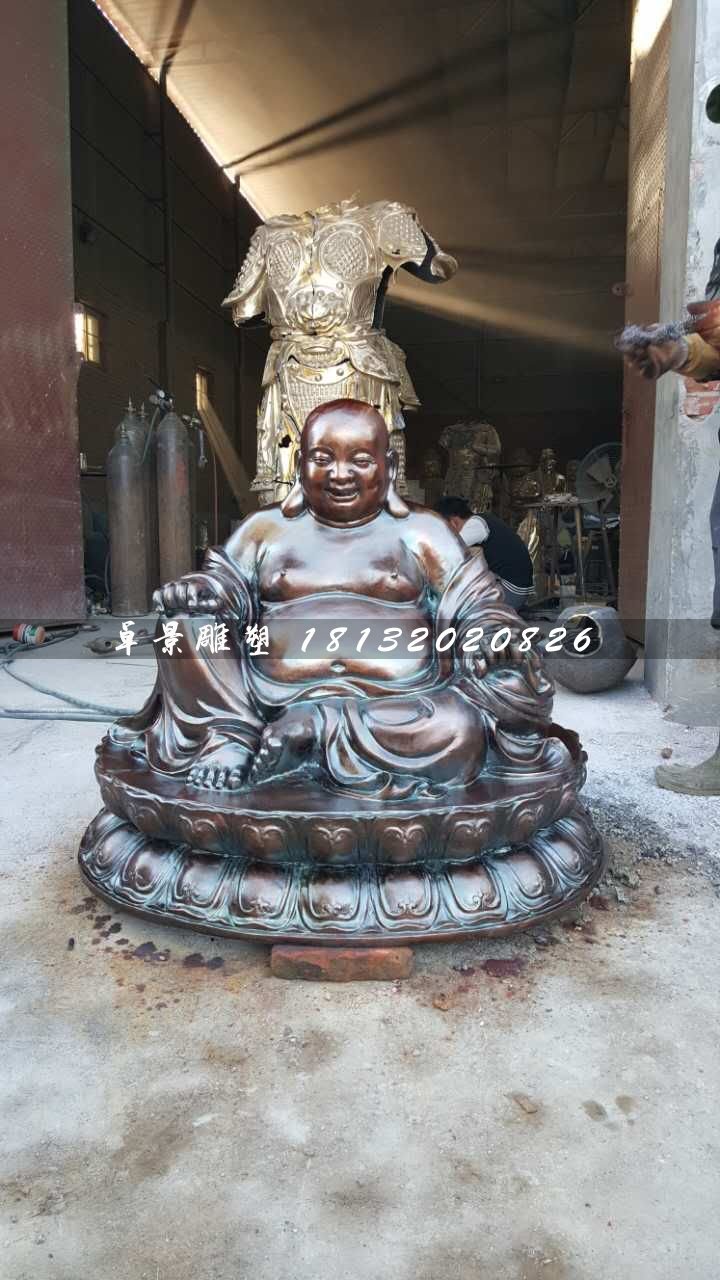 大肚彌勒佛銅雕，寺廟坐式佛像