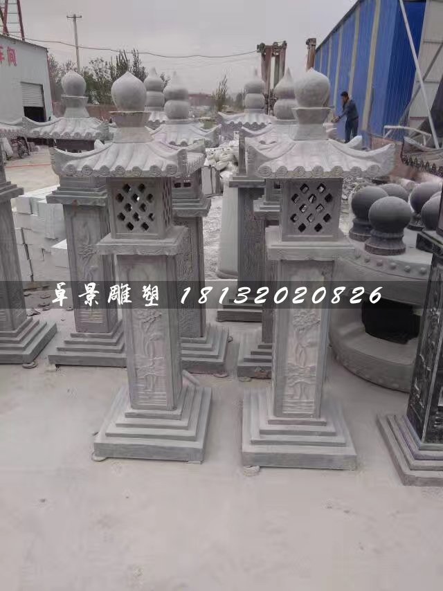 仿古石燈，青石燈雕塑 (3)