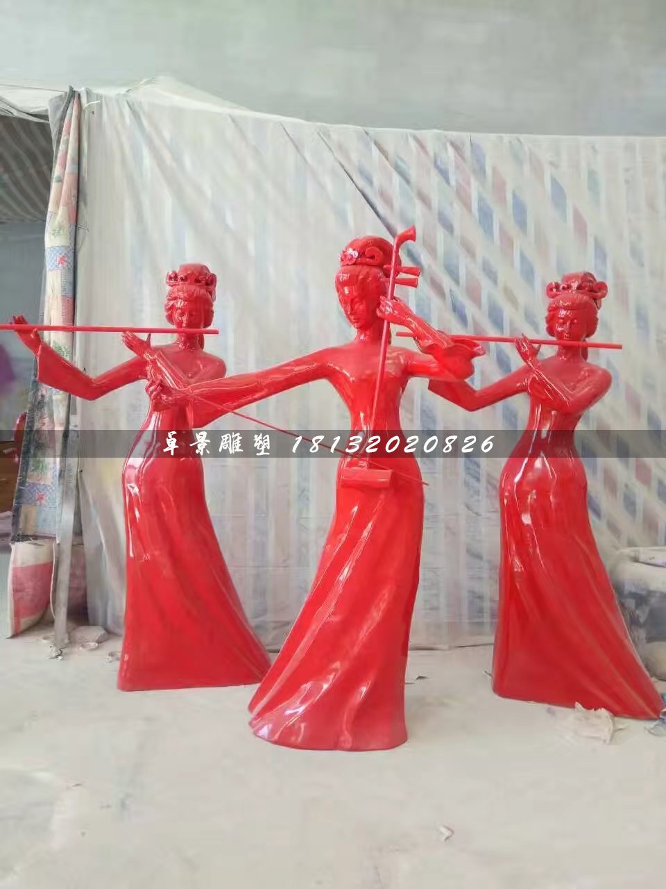 古代美女演奏雕塑，玻璃鋼人物雕塑