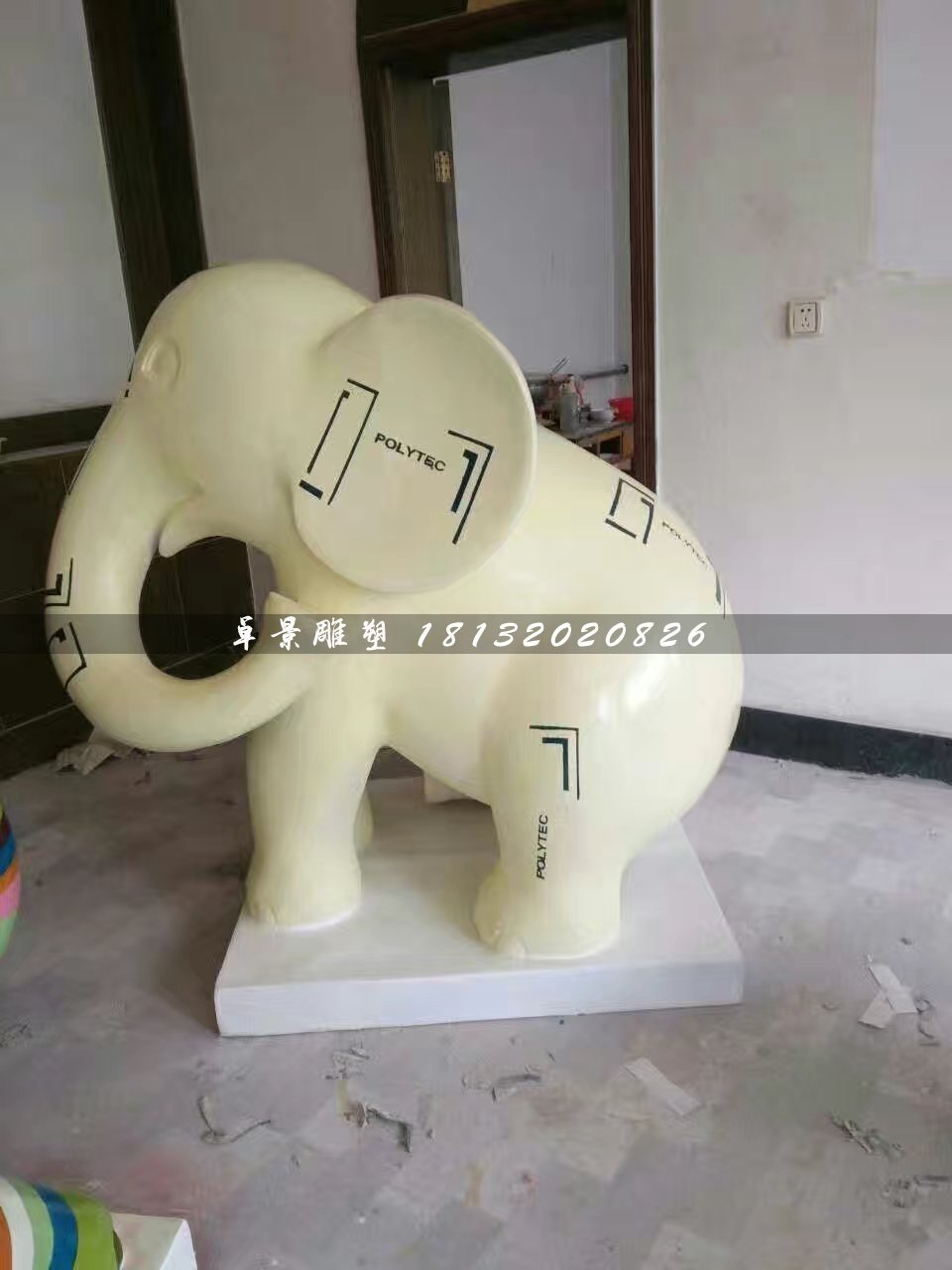 卡通小象雕塑，玻璃鋼彩繪動(dòng)物雕塑 (7)