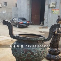 香爐雕塑，寺廟三足銅香爐