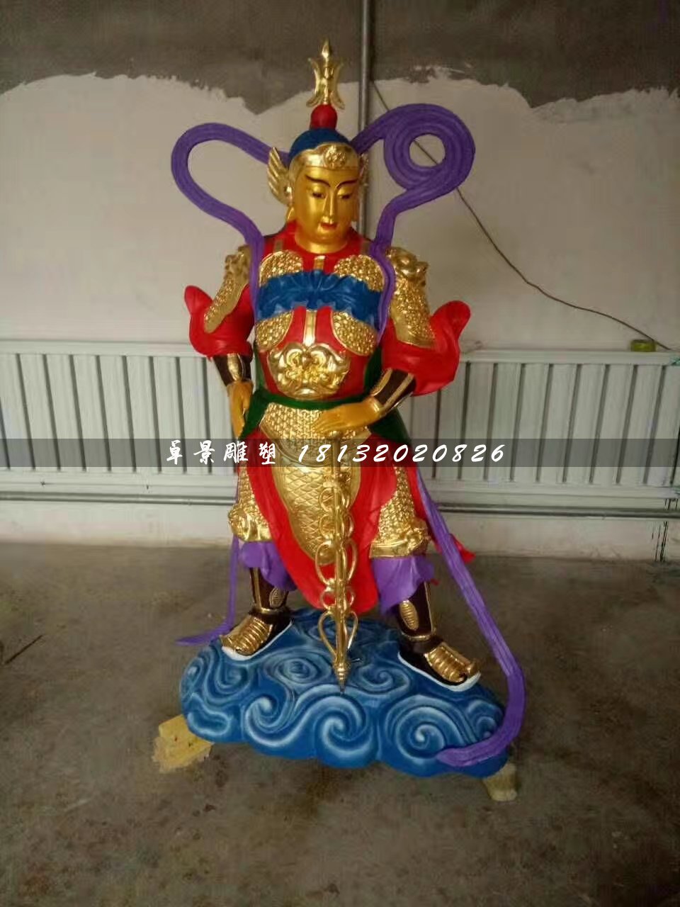 玻璃鋼彩繪韋陀菩薩，寺廟神仙雕塑