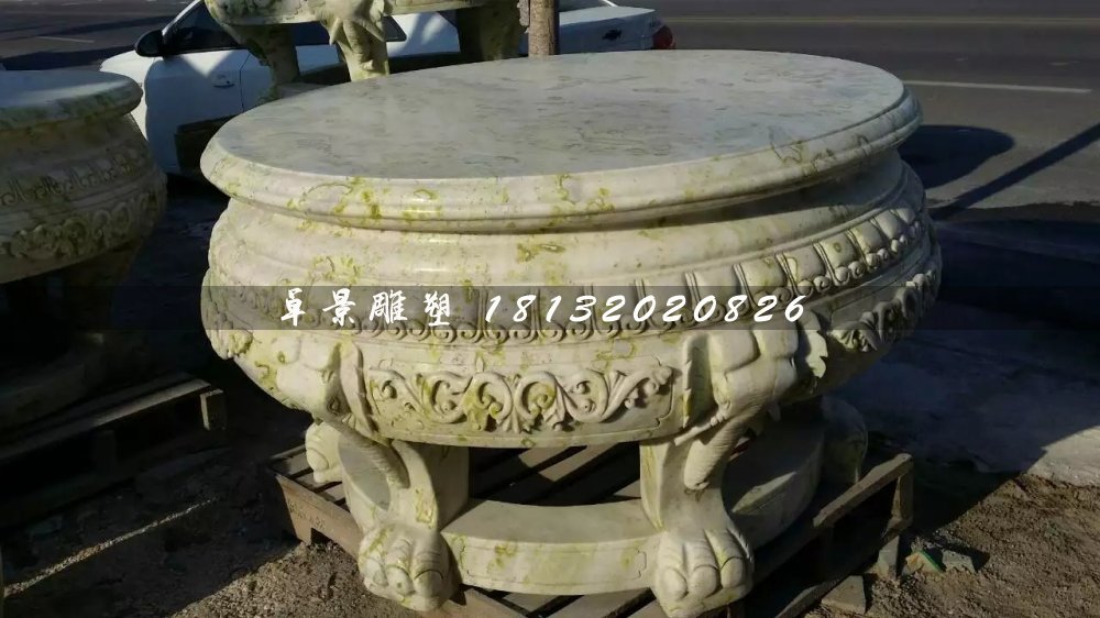 大理石圓桌，公園圓桌雕塑 (2)