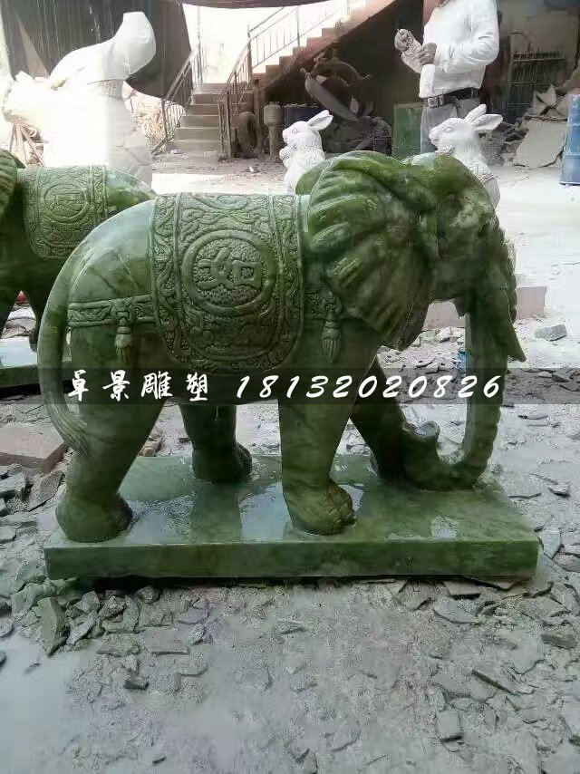 大象石雕，大理石大象 (1)
