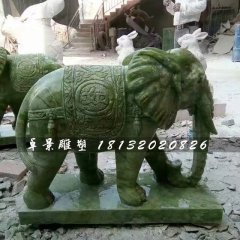 大象石雕，大理石大象