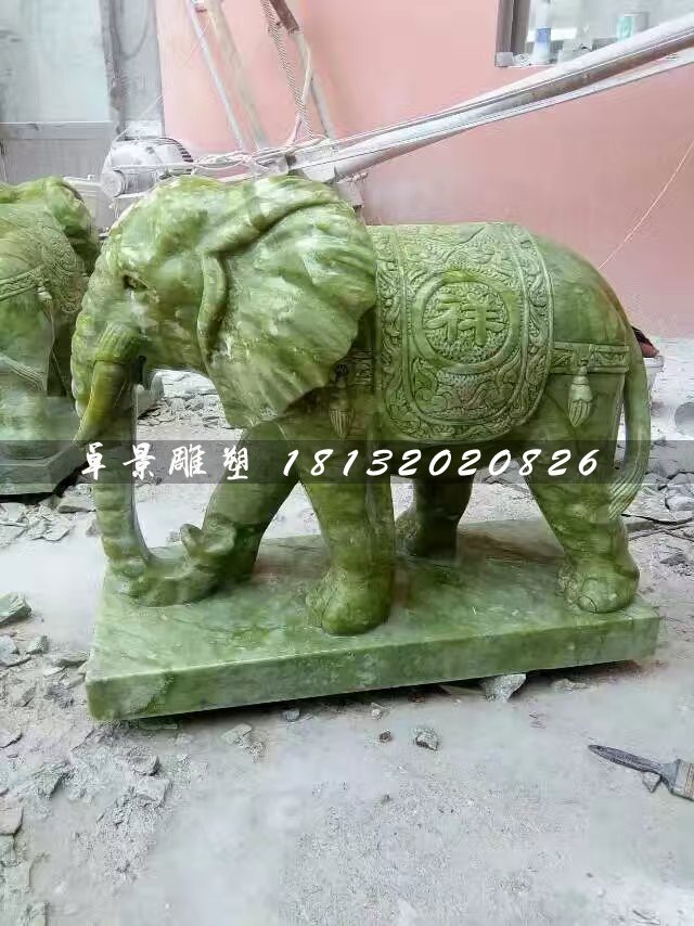 大象石雕，大理石大象 (2)