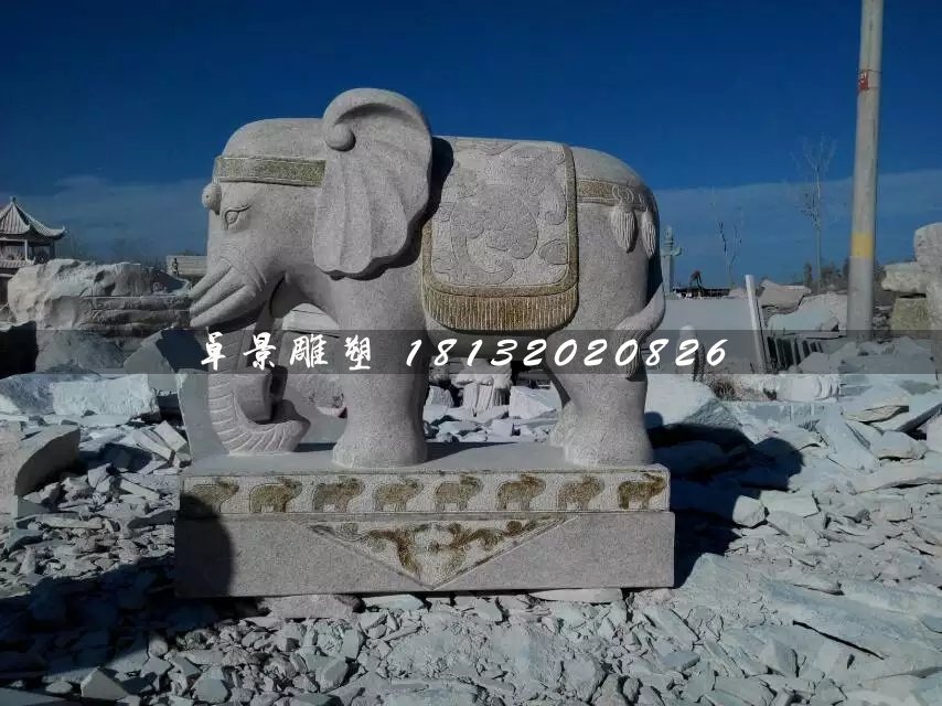 大象石雕，大型動(dòng)物石雕 (2)