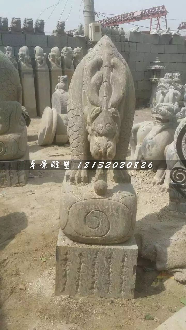大理石負(fù)屃雕塑，神獸石雕 (2)