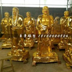 十八羅漢銅雕，貼金佛像銅雕