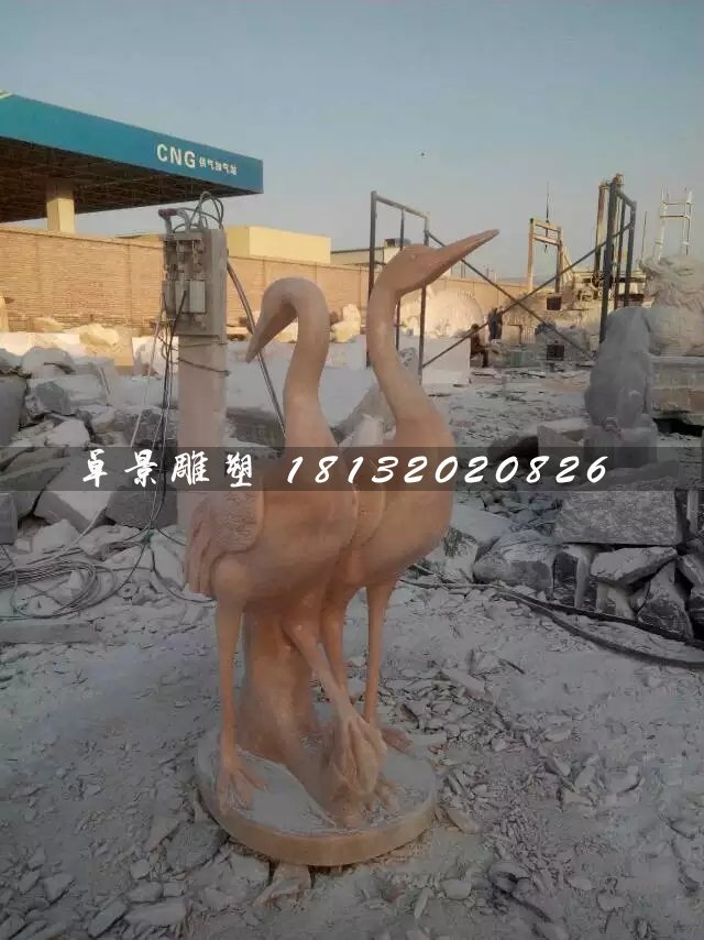 石雕仙鶴，大理石動(dòng)物雕塑 (4)
