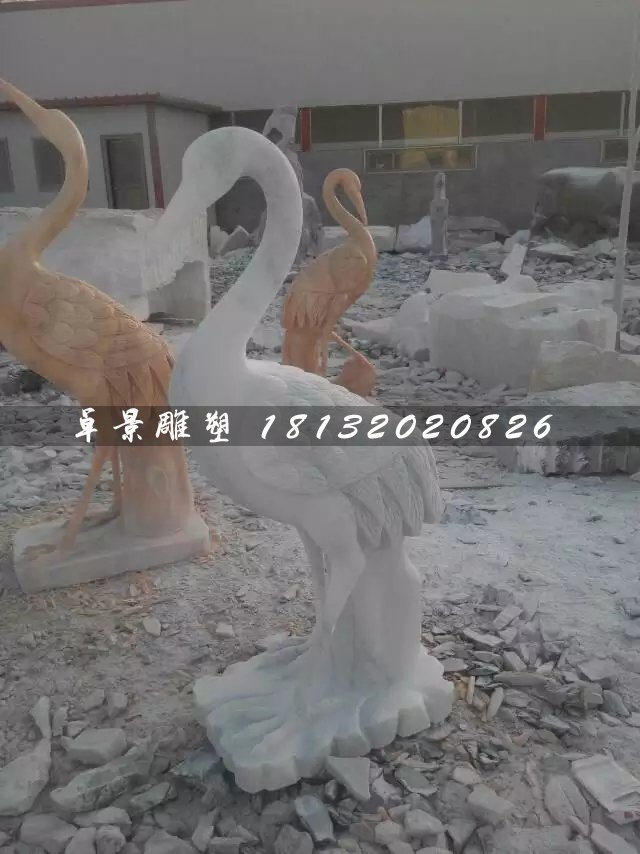 石雕仙鶴，大理石動(dòng)物雕塑 (3)