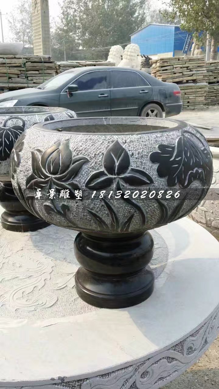 青石花盆,青石花盆雕塑 (1)