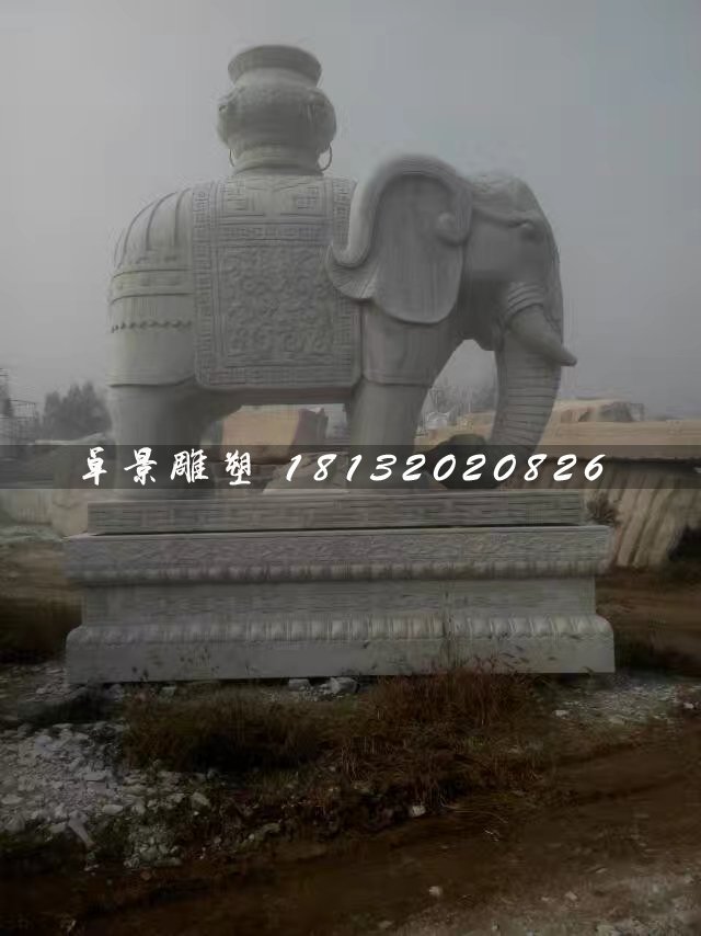 漢白玉大象石雕，馱寶大象石雕 (2)