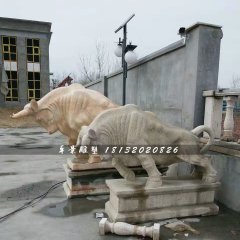 石雕牛，大理石開荒牛雕塑