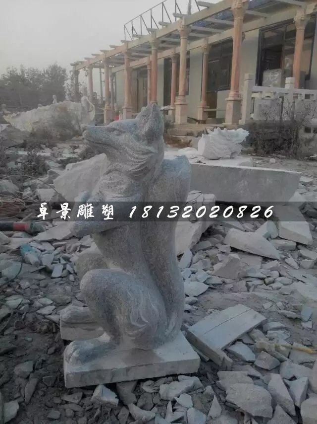 狐貍石雕，大理石動物雕塑 