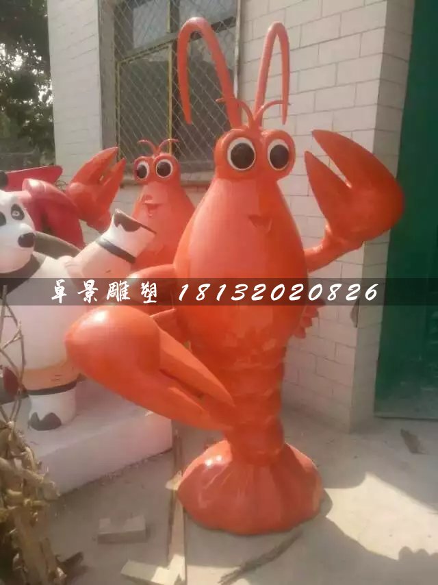 卡通大蝦雕塑，飯店標志雕塑 (1)
