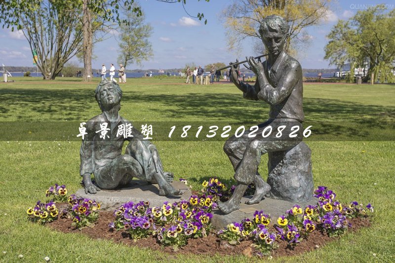 吹笛子銅雕，公園景觀銅雕