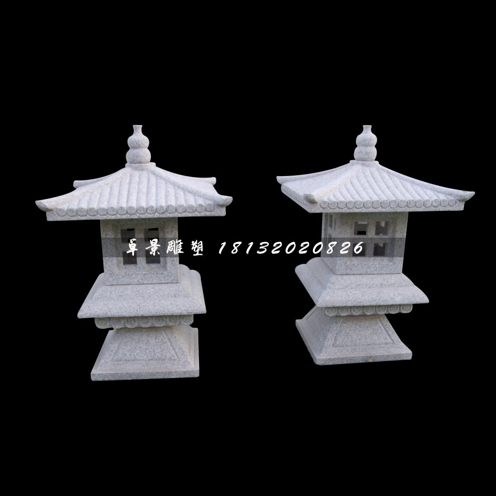 仿古宮燈石雕，公園小型石燈 (1)
