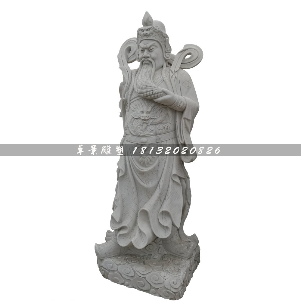 關(guān)公石雕，大理石捋胡子關(guān)公 (1)