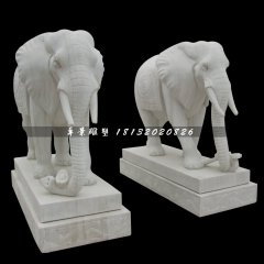 漢白玉大象石雕，動物石雕