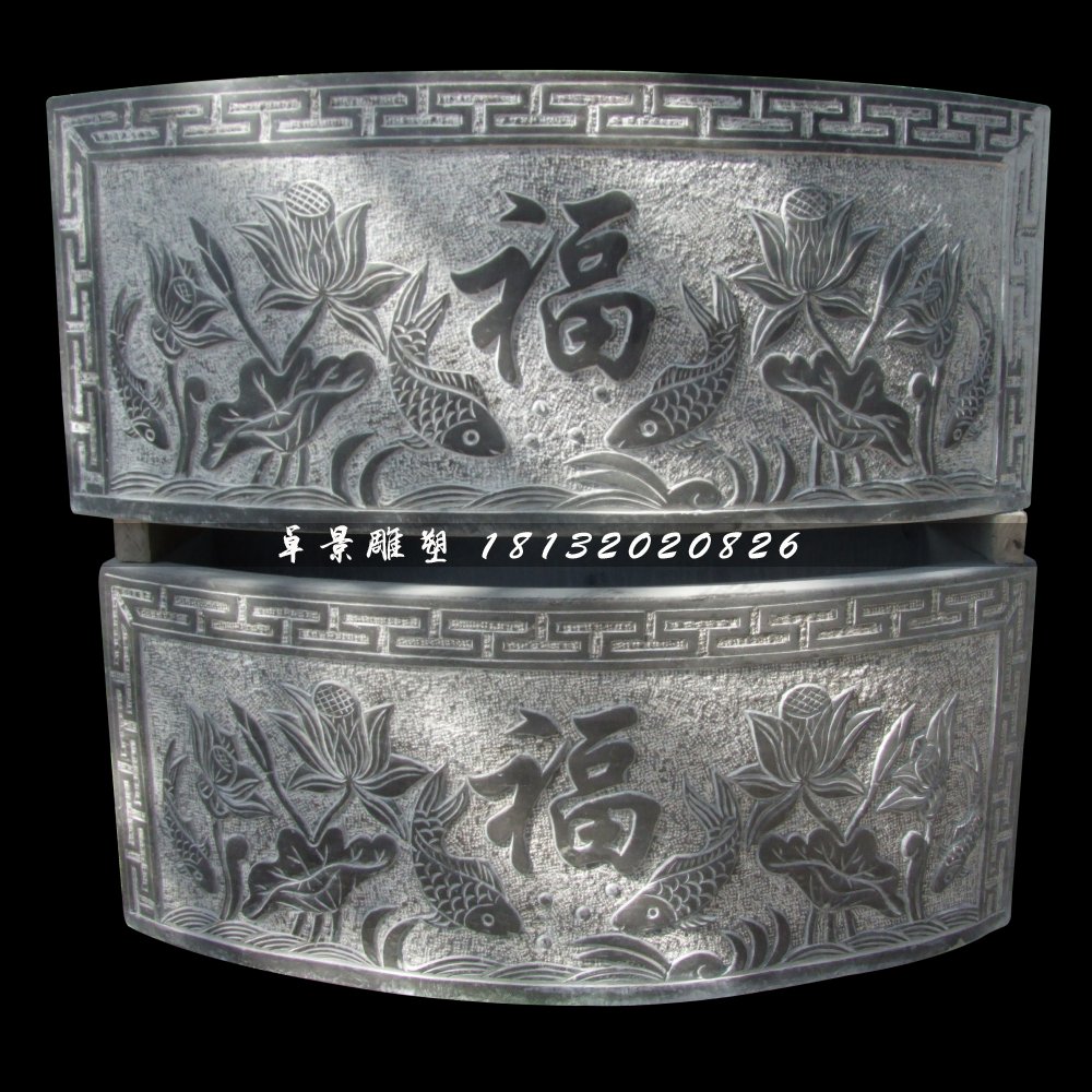青石水缸雕塑，仿古石雕