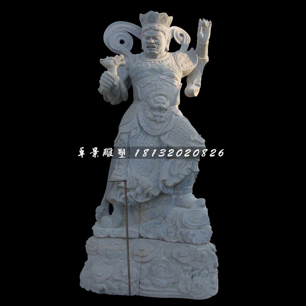 青石四大天王雕塑，石雕神仙 (1)