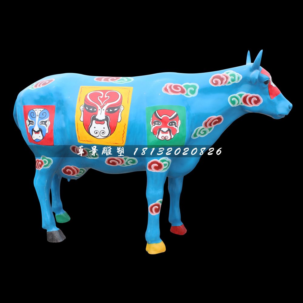 彩繪牛雕塑，玻璃鋼動(dòng)物雕塑 (5)