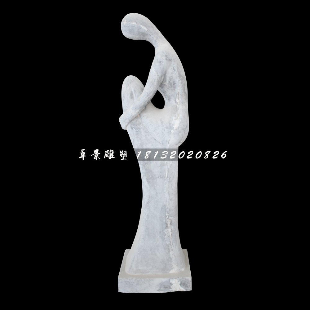 沉思的少女石雕，公園抽象人物石雕