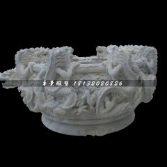 龍浮雕水缸，仿古石水缸